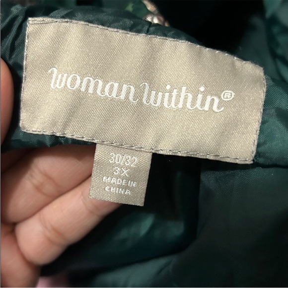 Woman Within Forest Green Hooded Trench Coat with Quilted Liner - Picture 2 of 7